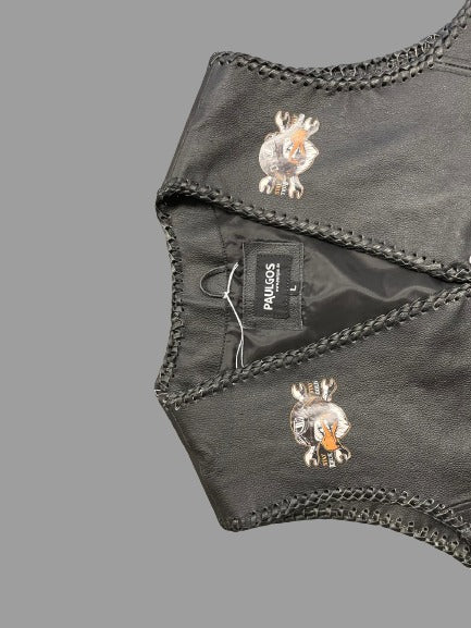 Gilet de motard en cuir vintage réf. 00745