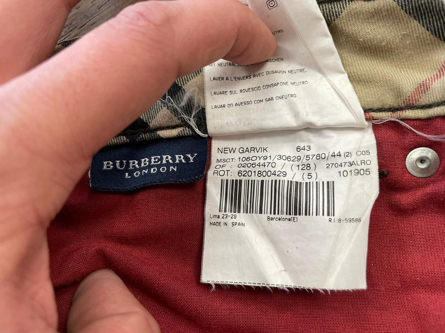 Pantalon en velours côtelé Burberry Réf. 02872